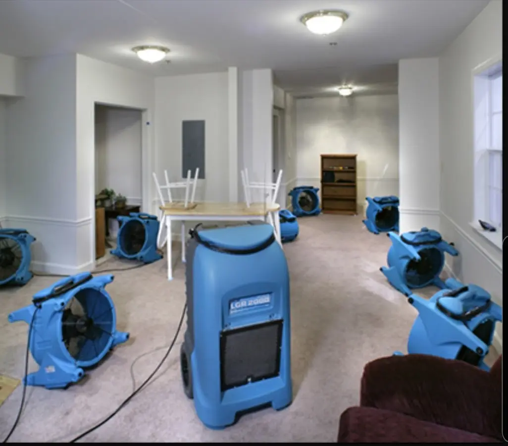 Air movers and dehumidifier setup for Water Extraction & Removal in Pottsville