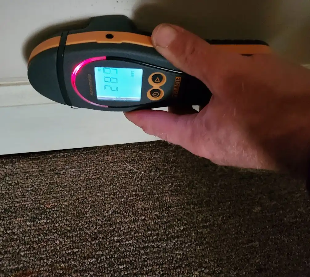 Moisture detection at baseboard during Sewage Cleanup & Sanitation in Pottsville